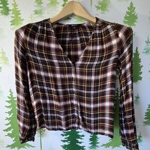 Madewell Multicolor Plaid V-Neck Top